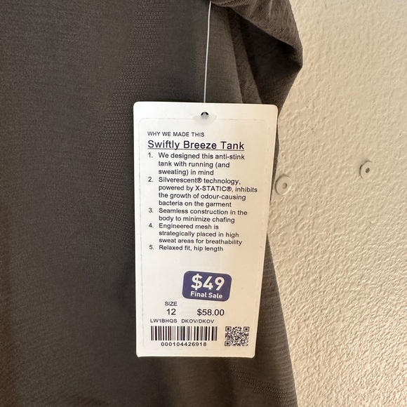 lululemon dark olive swiftly breeze tank top - Picture 2 of 2